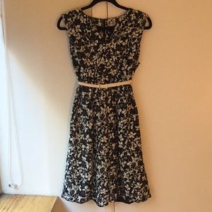 Carmen Marc Valvo eyelit black and white dress